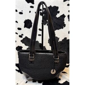 The Sak Women's Black Crochet Nylon String Shoulder Bag Tote PVC Trim